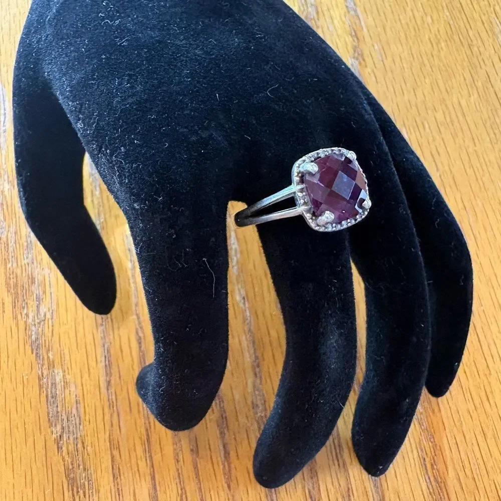 Sterling Silver Lab Created Alexandrite Halo Ring - Elegant Women's Jewelry